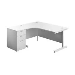 Unbranded 1600X1200 Single Left Hand Radial Desk White-White