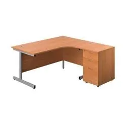Unbranded 1600X1200 Single Right Hand Radial Desk Beech-Silver