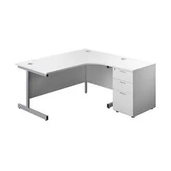 Unbranded 1600X1200 Single Right Hand Radial Desk White-Silver