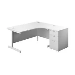 Unbranded 1600X1200 Single Right Hand Radial Desk White-White