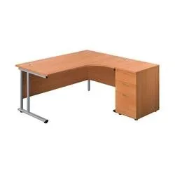 Unbranded 1600X1200 Twin Upright Right Hand Radial Desk Beech-Silver