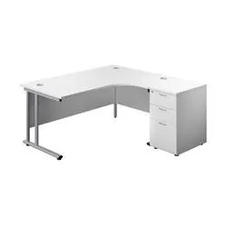 Unbranded 1600X1200 Twin Upright Right Hand Radial Desk White-Silver