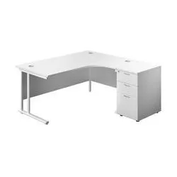 Unbranded 1600X1200 Twin Upright Right Hand Radial Desk White-White