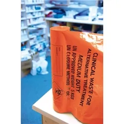 Unbranded Clinical Waste Sack Medium Duty Orange (200 Pack)