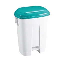 Unbranded Derby 30 Litre White/Green Plastic Pedal Bin
