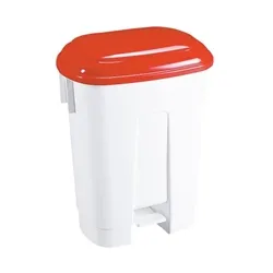 Unbranded Derby 30 Litre White/Red Plastic Pedal Bin 348021