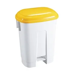 Unbranded Derby 30 Litre White/Yellow Plastic Pedal Bin
