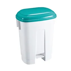 Unbranded Derby 60 Litre White/Green Plastic Pedal Bin