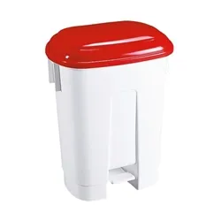 Unbranded Derby 60 Litre White/Red Plastic Pedal Bin 348012