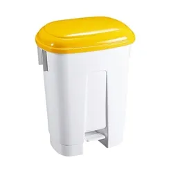 Unbranded Derby 60 Litre White/Yellow Plastic Pedal Bin 348014