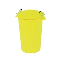 Unbranded Dustbin with Clip On Lid Yellow 90L 415696