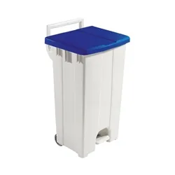 Unbranded Grey 90 Litre Plastic Pedal Bin With Blue Lid