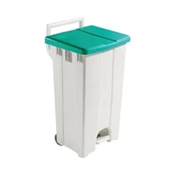 Unbranded Grey 90 Litre Plastic Pedal Bin With Green Lid