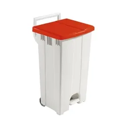 Unbranded Grey 90 Litre Plastic Pedal Bin With Red Lid