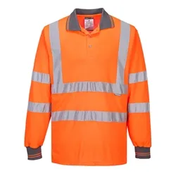 Unbranded Hi-Vis Long Sleeved Polo (Orange) XL