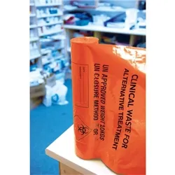 Unbranded Polyco Clinical Waste Sack Rolls Heavy Duty 90L Orange (Pack of 100)