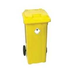 Unbranded Yellow Clinical Waste 2 Wheel Refuse Container 120 Litres