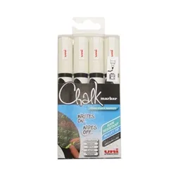 Uni-Ball UniChalk Chalk Marker Medium White (4 Pack)