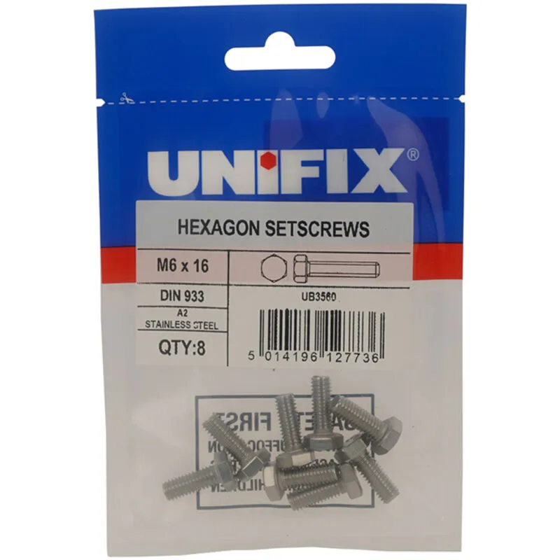 Unifix A2-304 Hexagon Setscrews M8 x 20