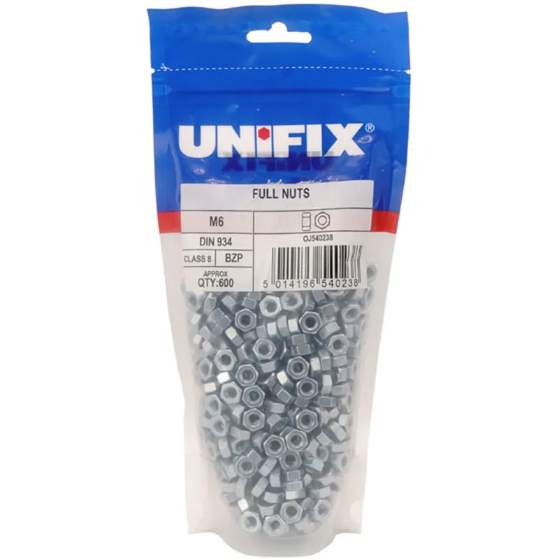 Unifix Class 8 Full Nuts Din 934 Bzp M12 x 1.75