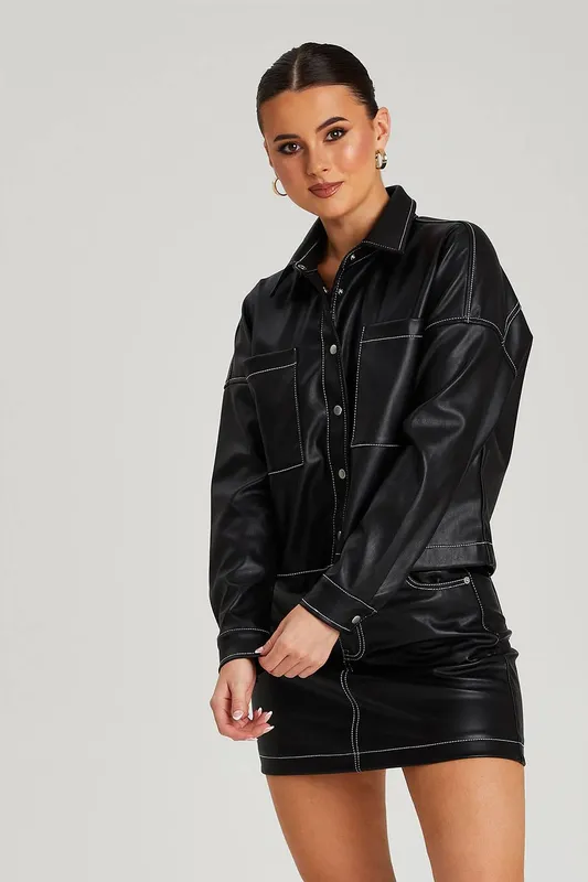 Urban Bliss Women's Black PU Shirt Size: 10 - Black