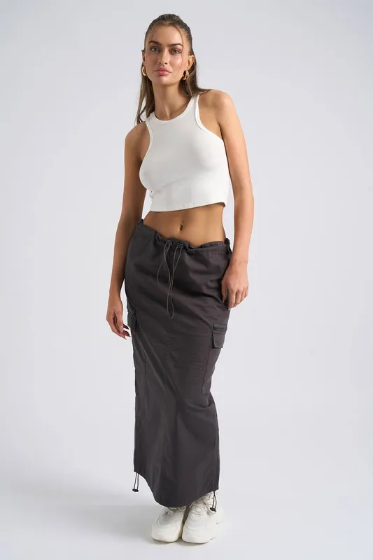 Urban Bliss Women's Charcoal Parachute Midi Skirt Size: 12 - Charcoal