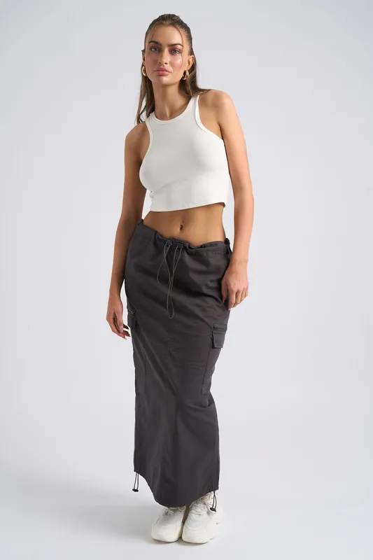 Urban Bliss Women's Charcoal Parachute Midi Skirt Size: 8 Charcoal 8