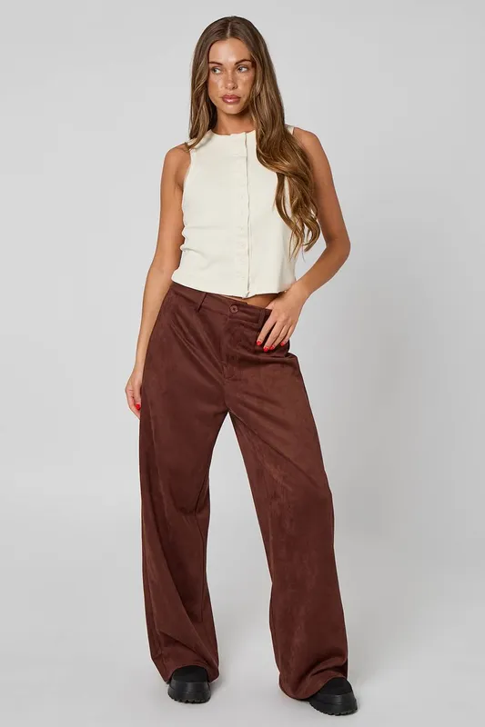 Urban Bliss Women's Chocolate Suede Trousers Size: 12 Chocolate 12