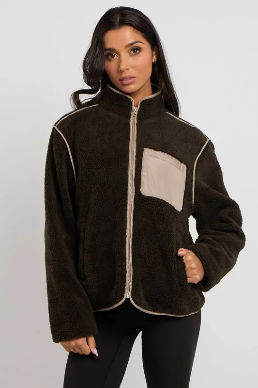 Urban Bliss Women's Khaki Fleece Jacket Size: 16 - Khaki - Size: 16