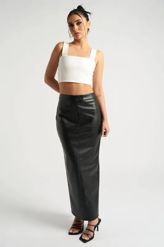 Urban Bliss Women's Maxi PU Skirt in Black Size: 12 - Black