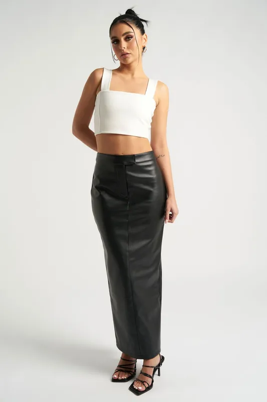 Urban Bliss Women's Maxi PU Skirt in Black Size: 8 Black 8