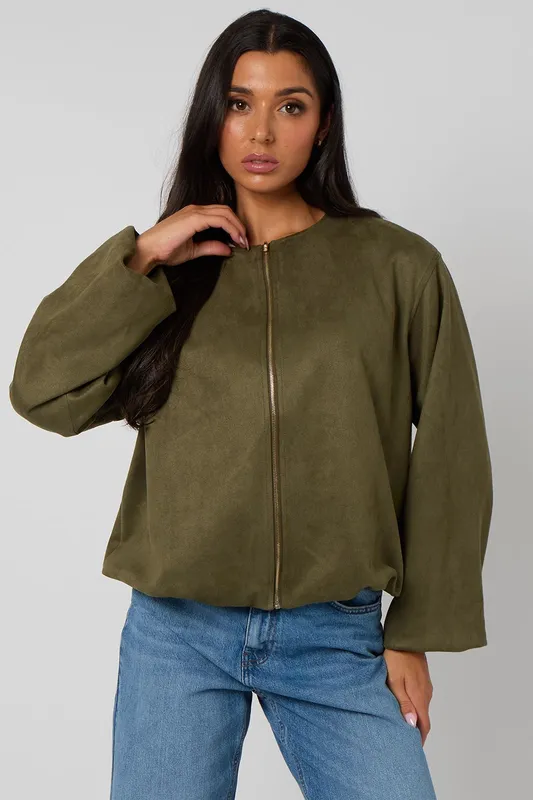 Urban Bliss Women's Suede Jacket in Khaki Size: 14 Khaki 14
