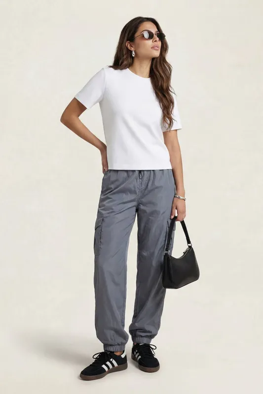 Urban Bliss Women's Wide Leg Cargo Pant Grey Size: 8 - Grey