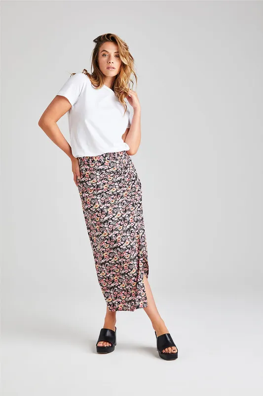 Urban Bliss Womens Black Beech Midi Skirt - Size 10 Uk