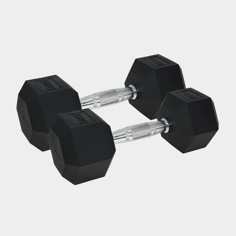 Urban Fitness Pro Hex Dumbbells Pair 10kg, Black One Size