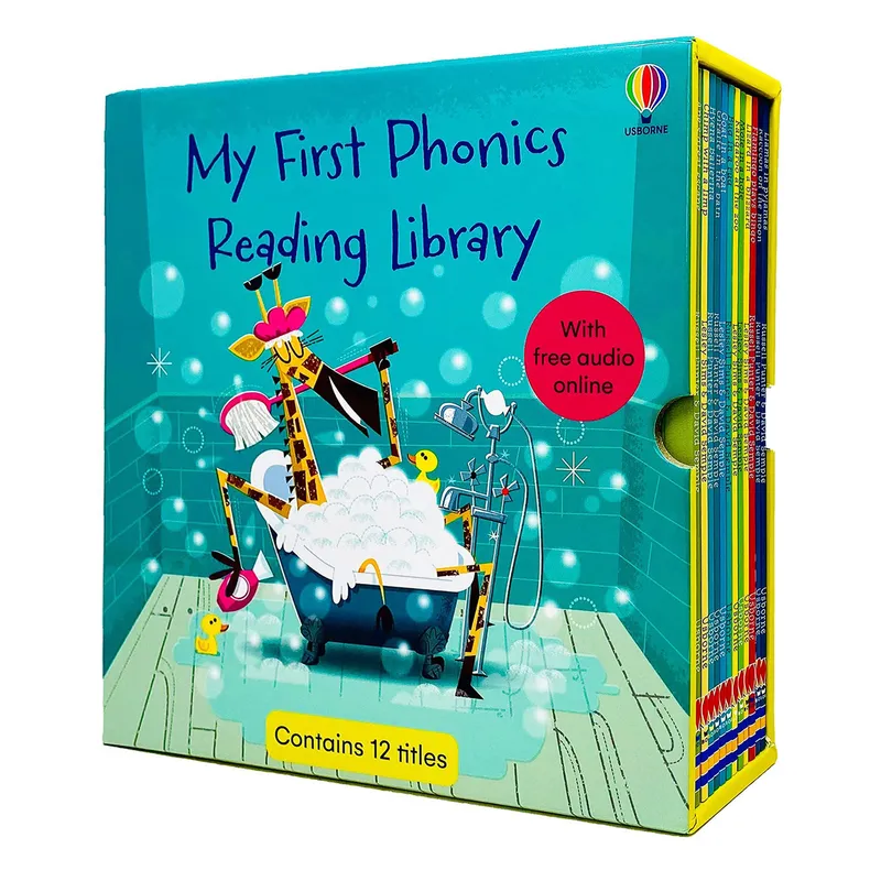 Usborne My First Phonics Reading Library – 12 Book Box Set with Free Audio Phonics Readers for Kids Age 3+ Early Learning