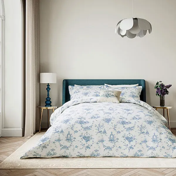 V&A; Garden Of Love Duvet Cover Set Double Blue