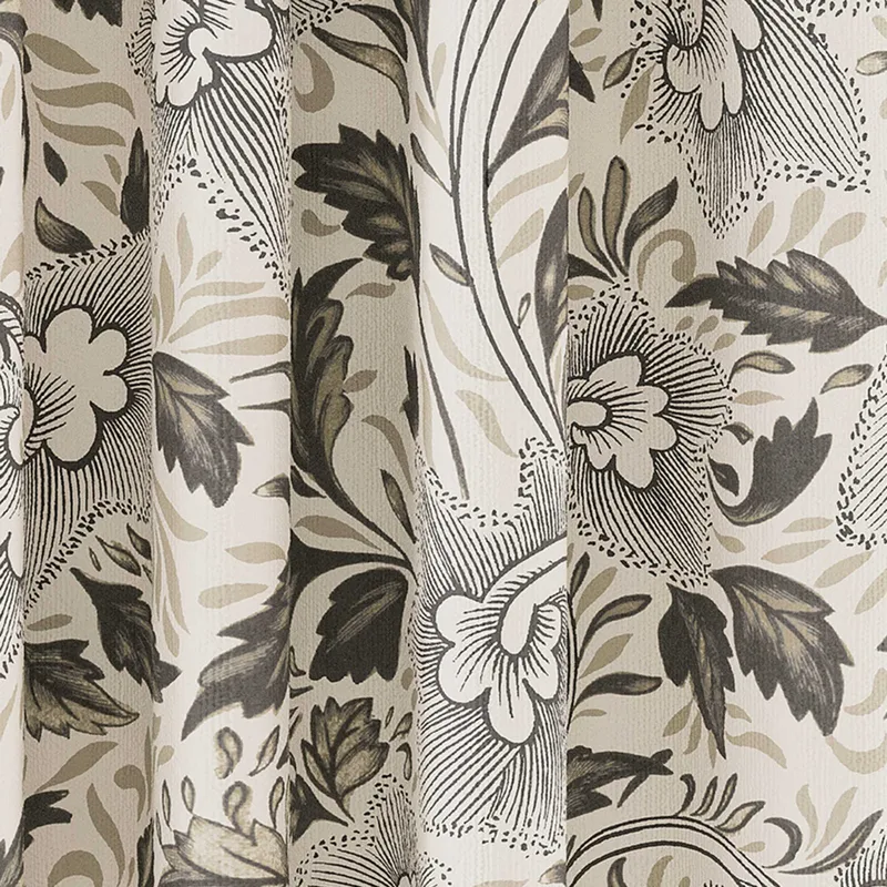 V & A 'Ornamental Bloom' Lined Curtains in Grey Size: 167 cm width x 228 cm drop Grey 167 cm width x 228 cm drop