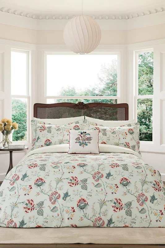 V & A 'Palampore Trail' Cotton Percale Duvet Cover Set in Duck Egg Blue Size: Super King Duck Egg Blue Super King
