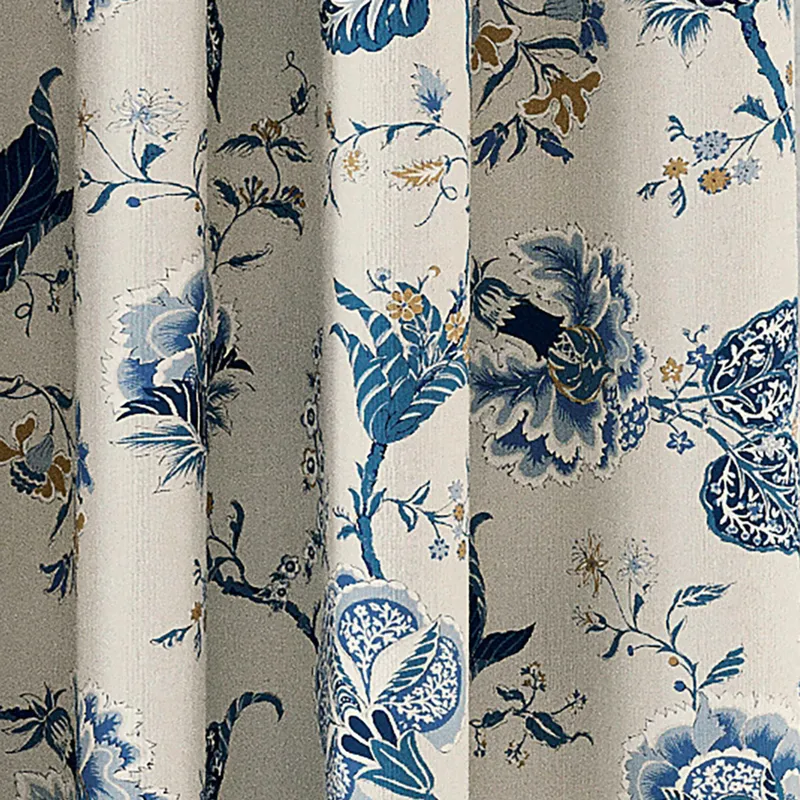 V&A Palampore Trail Lined Curtains 66" x 54", Blue