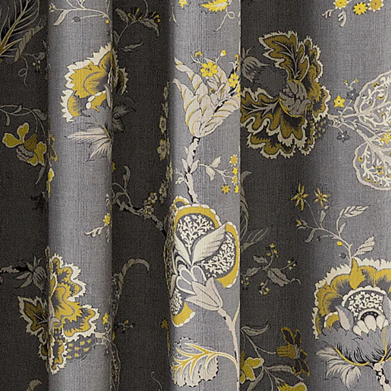 V&A Palampore Trail Lined Curtains 90" x 90", Grey
