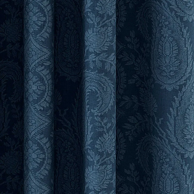 V&A Silk Road Paisley Lined Curtains 90" x 90", Blue