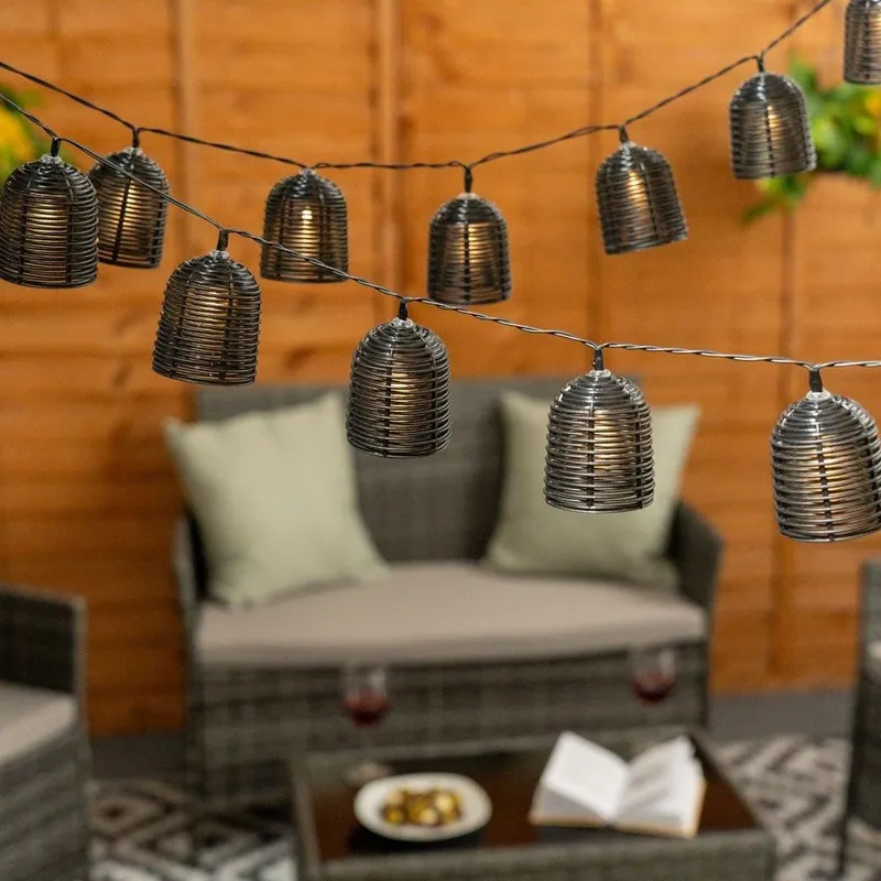 ValueLights 20 Pc Black Lobster Pot Outdoor Solar Outdoor String Lights Black