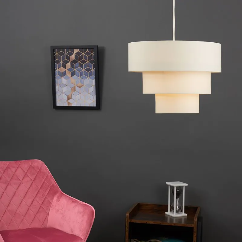 ValueLights 3 Tier Faux Silk Ceiling Shade in Cream Cream