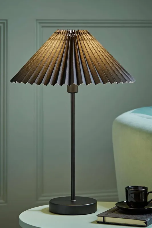 ValueLights Unisex Akira Pleated Shade Table Lamp in Black Black female