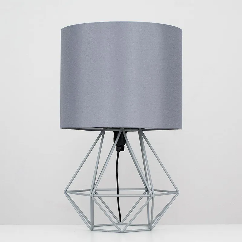 ValueLights Unisex Angus Geometric Grey Table Lamp Grey One Size female