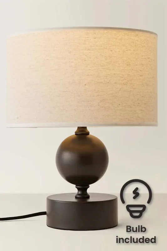 ValueLights Anthony Candlestick Table Lamp with Linen Drum Lamp Shade & Bulb in Cream - Cream - Size: One Size