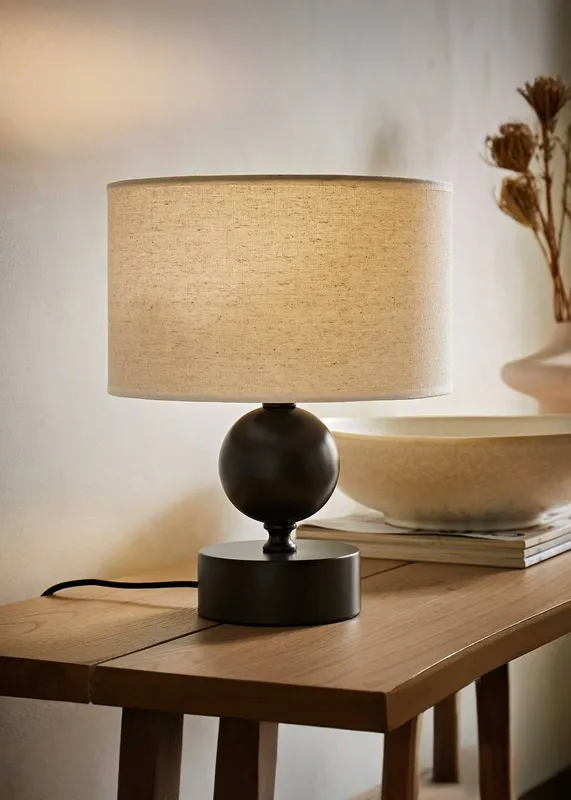 ValueLights Unisex Anthony Candlestick Table Lamp w/ Natural Linen Drum Lamp Shade in Brown Brown One Size female