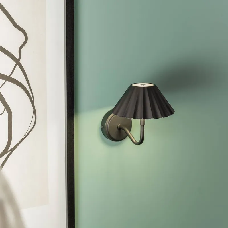 ValueLights Avery Rechargeable Easy Fit Wall Touch Light Fitting Single in Black Black