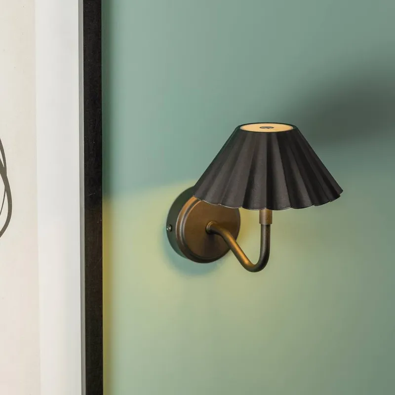 ValueLights Avery Set of 2 Rechargeable Easy Fit Wall Light Fittings in Black Black